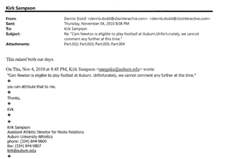 Illustration for article titled "Am I Sick? Are We All Sick?": Overwrought Things The Media Wrote To Auburn's PR Guy During Cam Newton's Wild 2010 Season